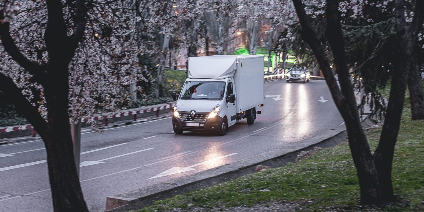 white van on a road